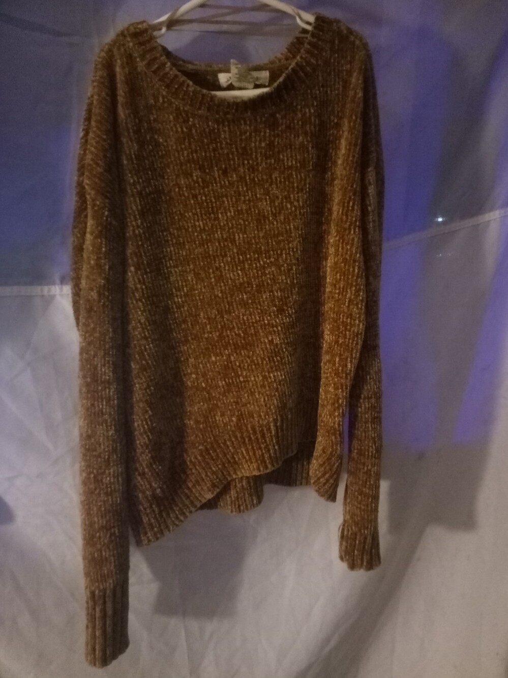 Love Crazy Mustard Gold Chenille Crewneck Knit Sweater Size S